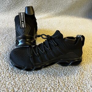 Dykhmily Shoes Mens 6.5 Black Steel Toe Work Shoes D91868